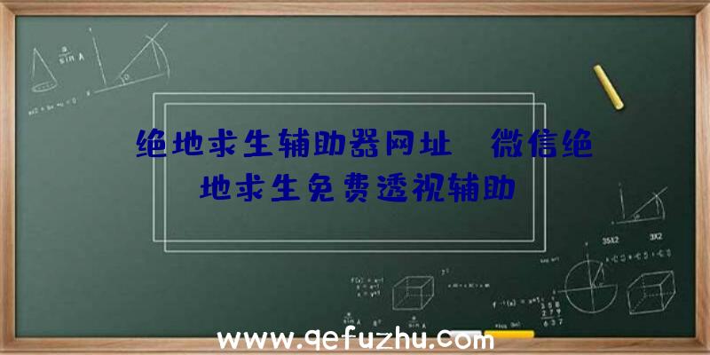 「绝地求生辅助器网址」|微信绝地求生免费透视辅助